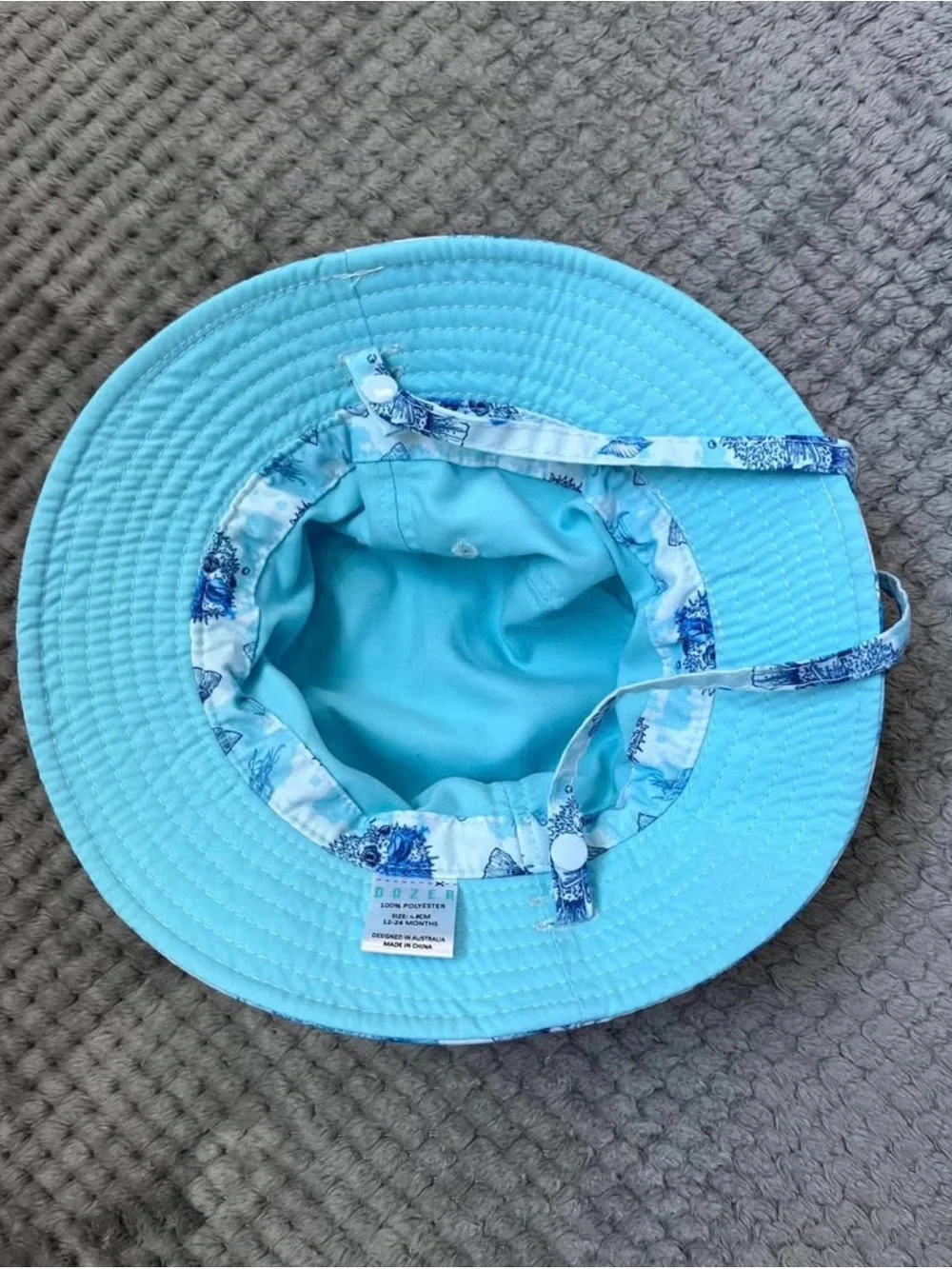 Blue Pufferfish Print Bucket Hat 12-24 months